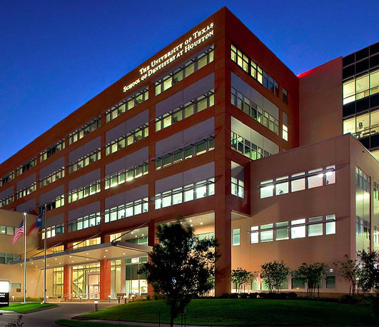 Exterior of large building at the University of Texas School of Dentistry at Houston