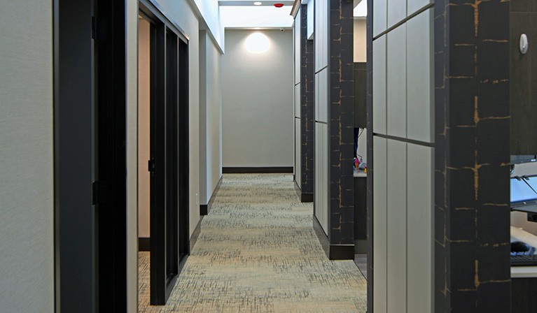 Hallway inside of dental office building