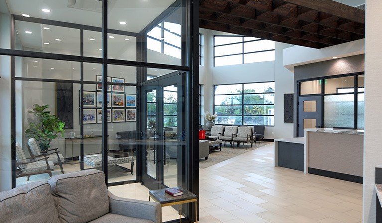Lobby inside of dental office building