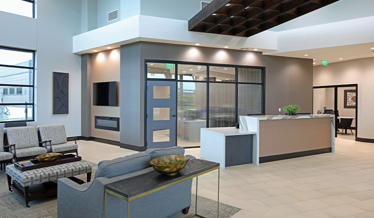 Lobby inside of dental office building