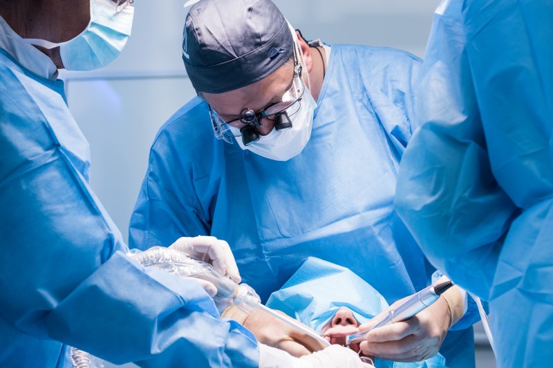 Patient getting dental implant surgery